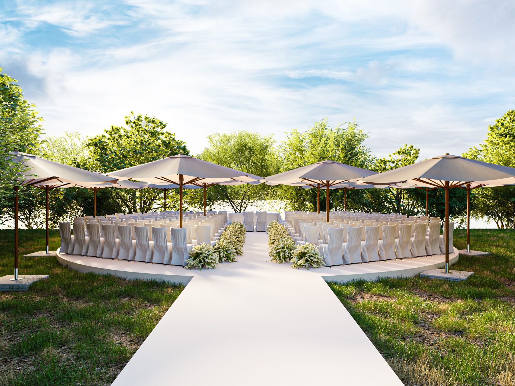 Pasillo de ceremonia al aire libre · jardín de día