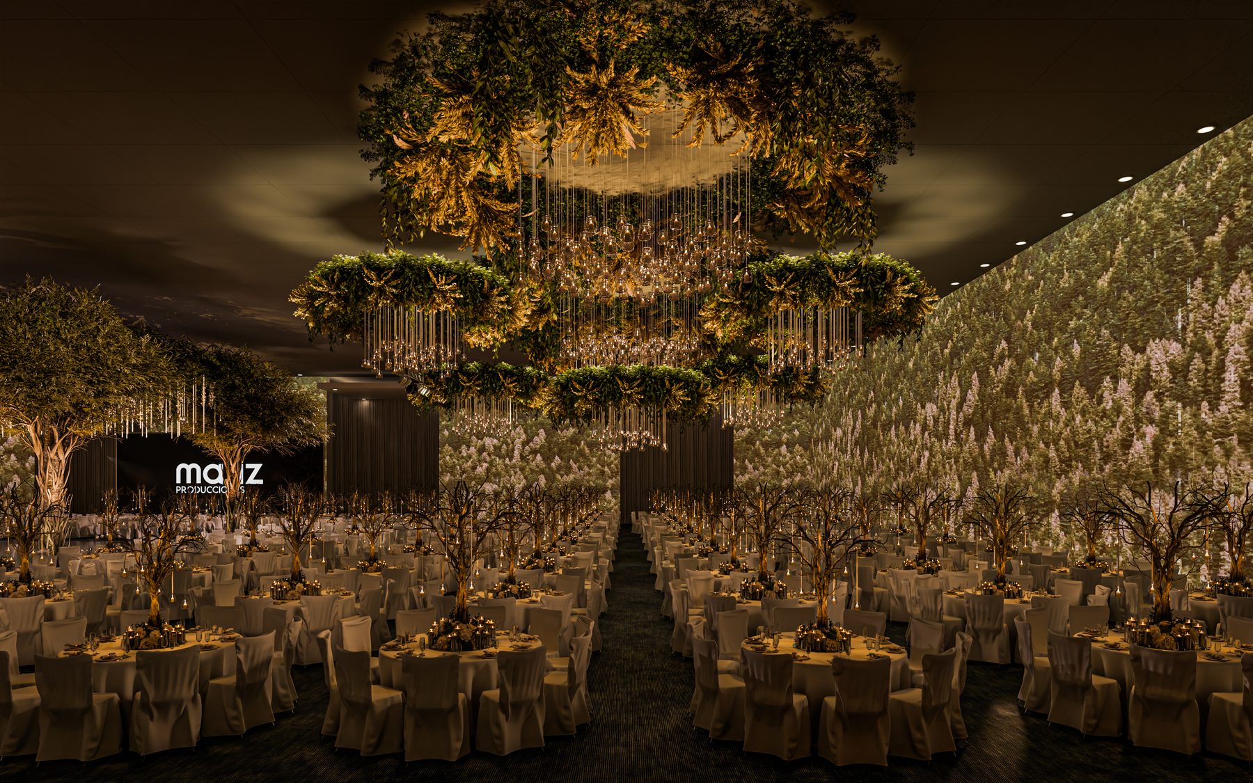 Gala corporativa · instalación de árboles