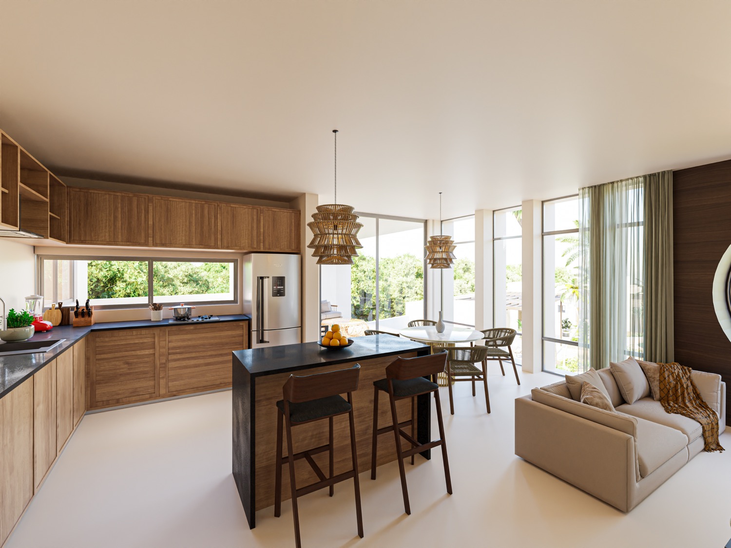 Render arquitectónico — Cocina Laurel