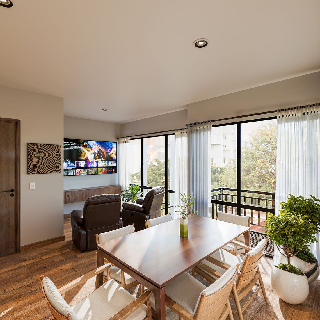 Render arquitectónico — Comedor con vista