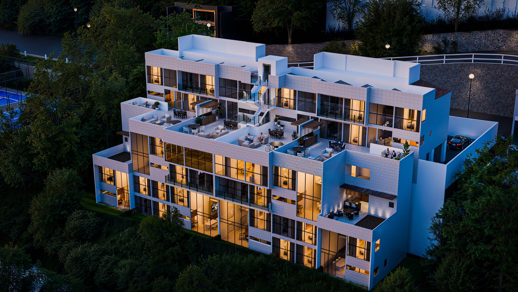 Photoreal architectural exterior rendering by A3D Studio
